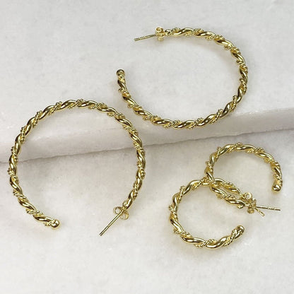 Urban Equestrian  Lariat - Rope Twist Hoop Earring in Gold - Large