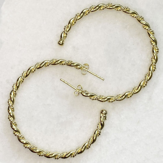Urban Equestrian  Lariat - Rope Twist Hoop Earring in Gold - Large