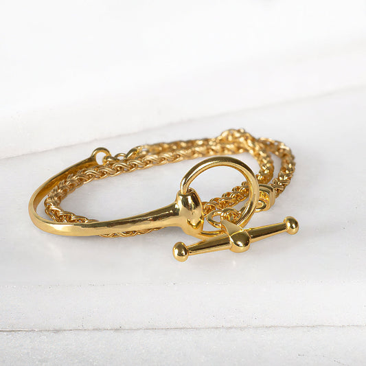 Urban Equestrian  Odeza - Wrap Around Horse Bit Bracelet in Gold