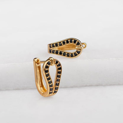 Urban Equestrian  Levade - Moissanite Black Stone 14K Gold vermeil Horseshoe Earring