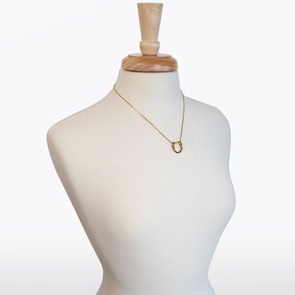 Urban Equestrian  Levade -Black Moissanite Horseshoe Equestrian Necklace in Gold