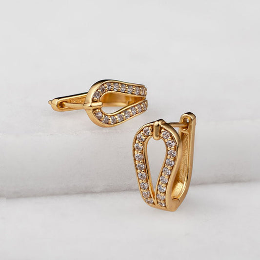 Urban Equestrian  Levade - Moissanite Clear Stone 14K Gold vermeil Horseshoe Earring