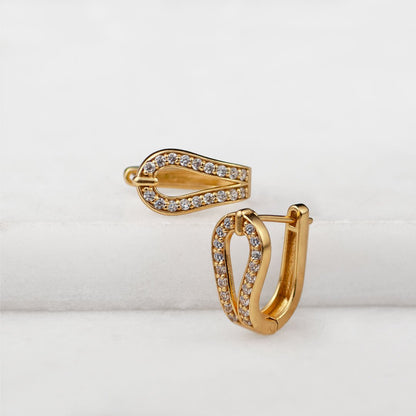 Urban Equestrian  Levade - Moissanite Clear Stone 14K Gold vermeil Horseshoe Earring