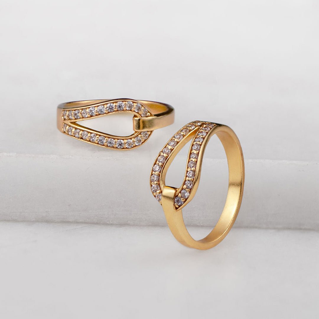 Urban Equestrian  Levade - Moissanite Equestrian Horseshoe Ring in Gold