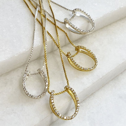 Levade -Moissanite Horseshoe Equestrian Necklace in Silver