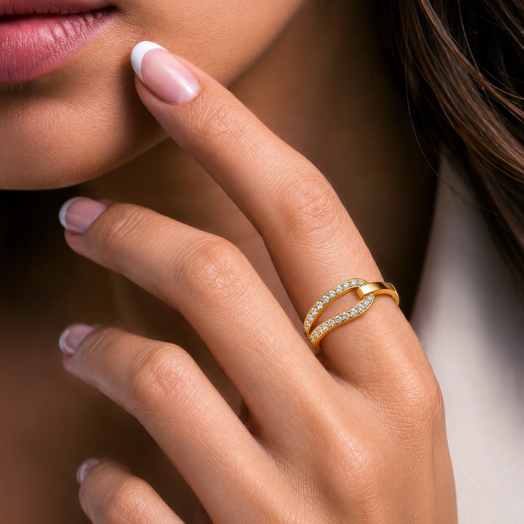 Urban Equestrian  Levade - Moissanite Equestrian Horseshoe Ring in Gold