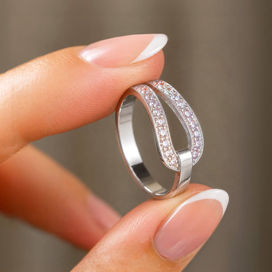 Urban Equestrian  Levade - Moissanite Equestrian Horseshoe Ring in Silver