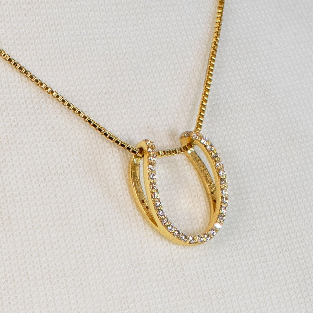 Levade -Moissanite Horseshoe Equestrian Necklace in Gold
