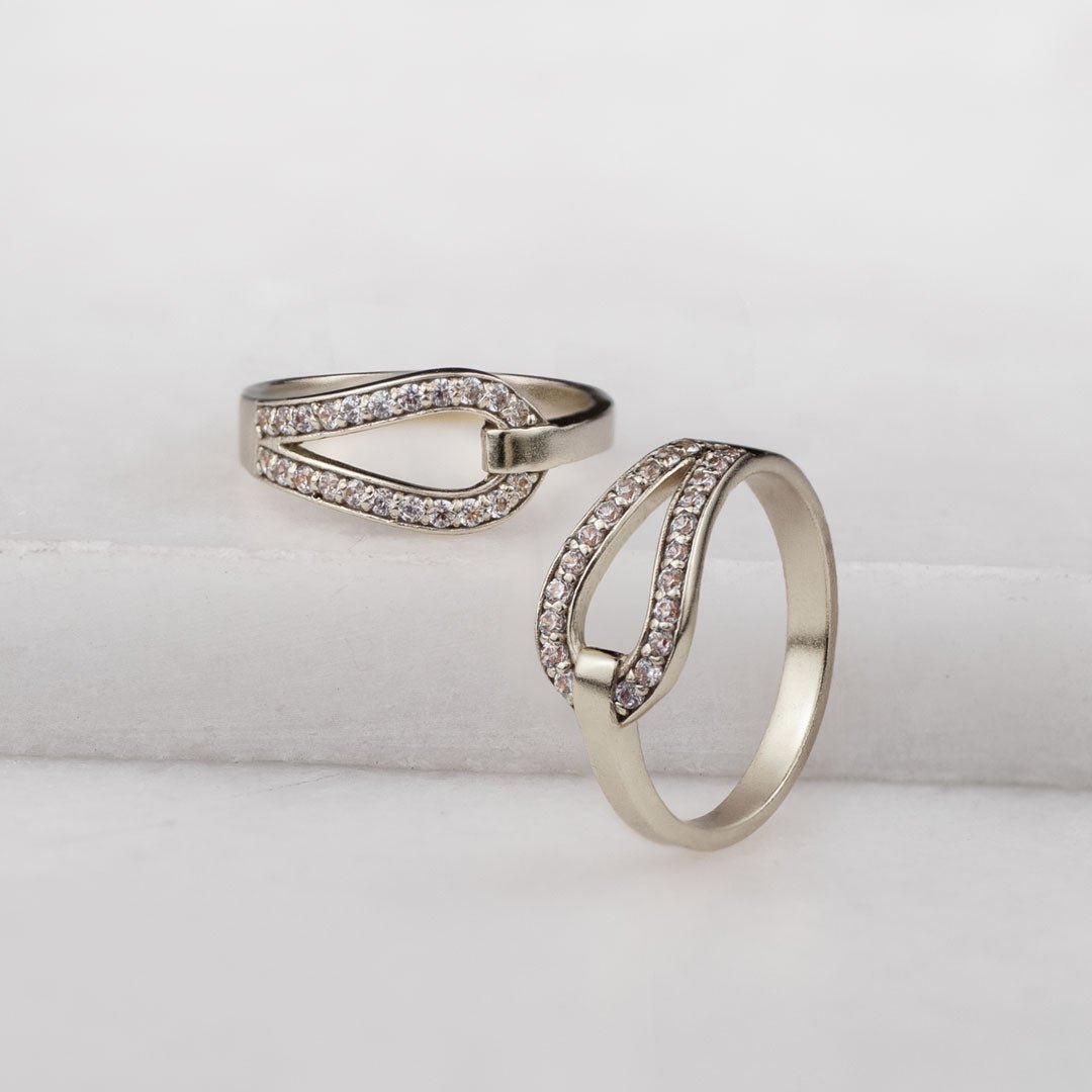 Urban Equestrian  Levade - Moissanite Clear Stone Sterling Silver Horseshoe Earring