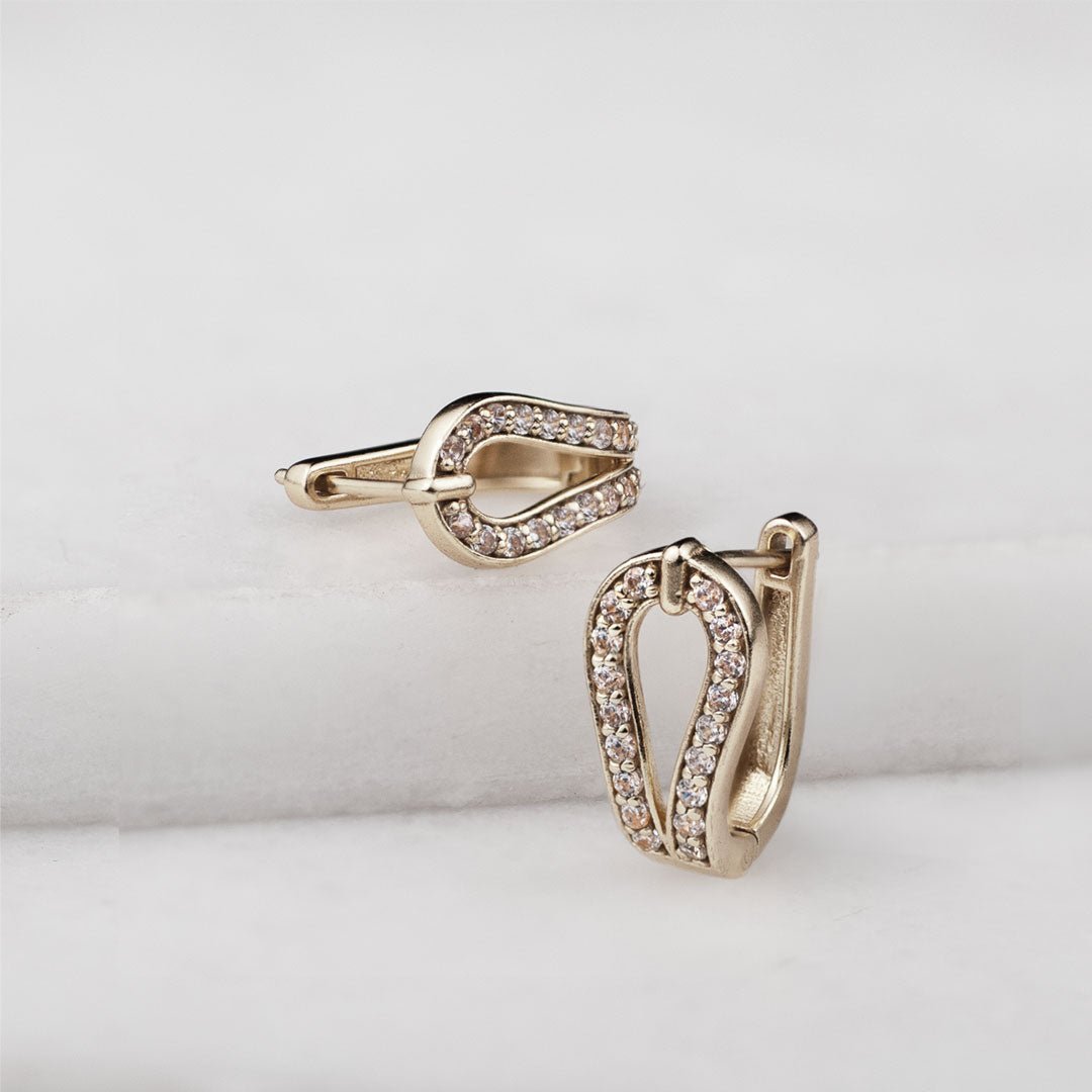 Urban Equestrian  Levade - Moissanite Clear Stone Sterling Silver Horseshoe Earring