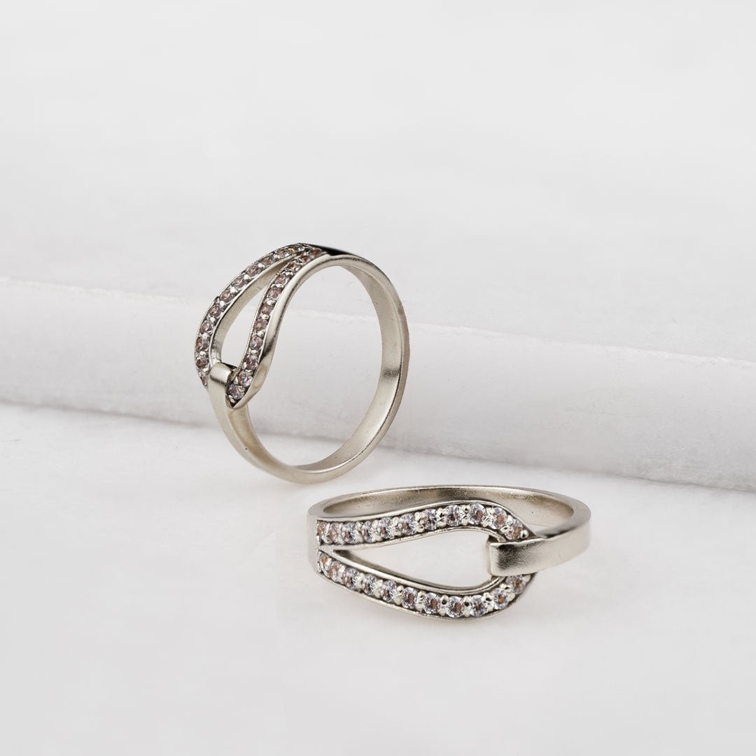 Urban Equestrian  Levade - Moissanite Equestrian Horseshoe Ring in Silver