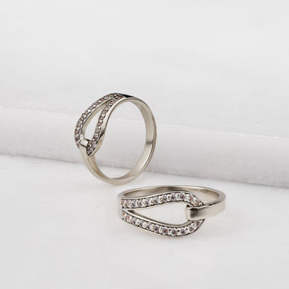 Urban Equestrian  Levade - Moissanite Equestrian Horseshoe Ring in Silver