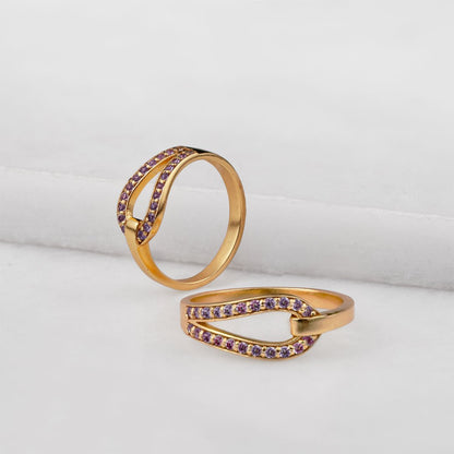 Urban Equestrian  Levade - Moissanite Violet Stone 14K Gold vermeil Horseshoe Earring