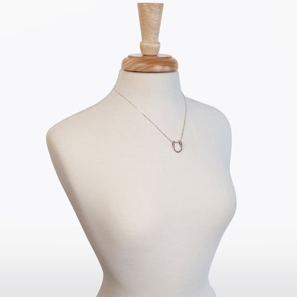 Levade -Violet Moissanite Horseshoe Equestrian Necklace in Silver