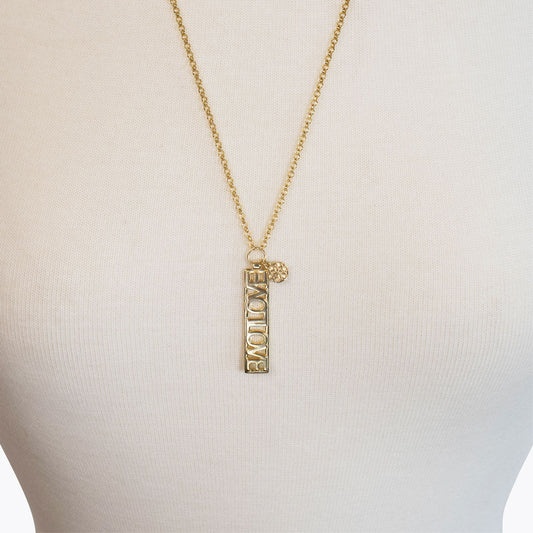 Urban Equestrian  Love - Horseshoe Coin Dog Tag Necklace in Gold