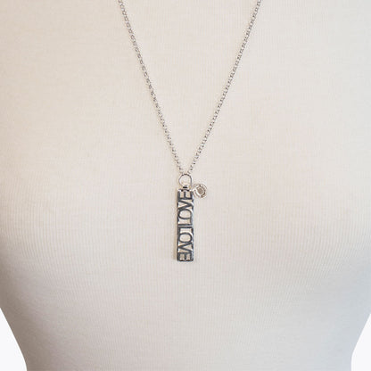 Urban Equestrian  Love - Horseshoe Coin Dog Tag Necklace in Silver