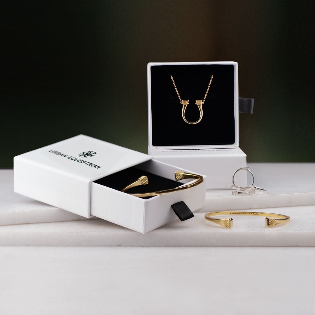 Urban Equestrian  Lucky Nail - Horseshoe Nail Equestrian Necklace in Gold