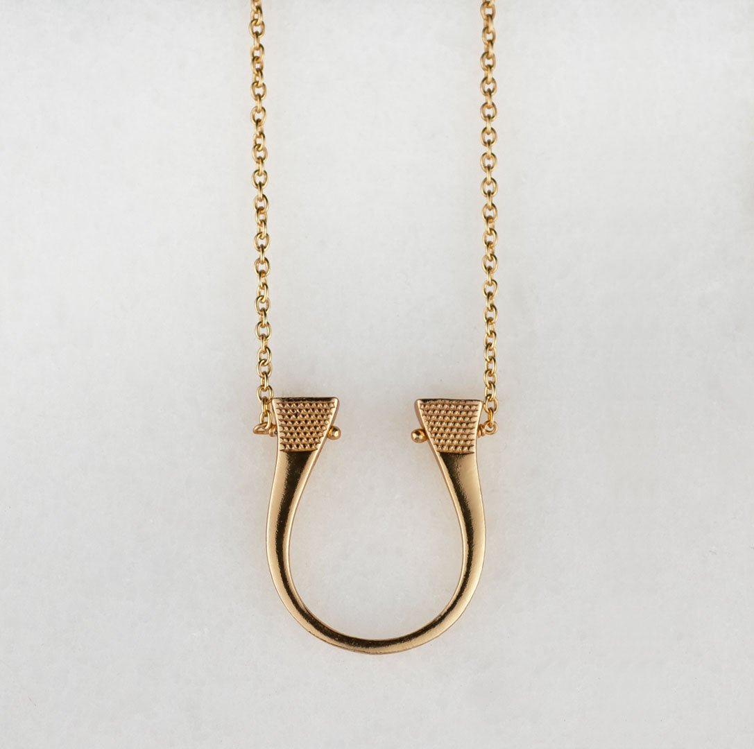 Urban Equestrian  Lucky Nail - Horseshoe Nail Equestrian Necklace in Gold