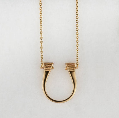 Urban Equestrian  Lucky Nail - Horseshoe Nail Equestrian Necklace in Gold