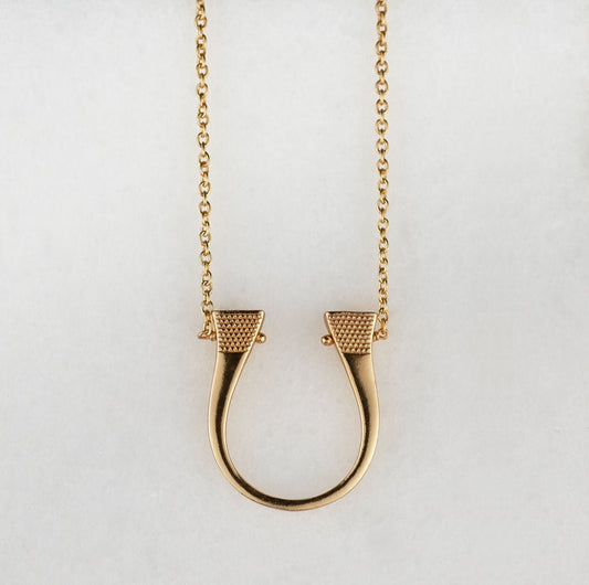 Urban Equestrian  Lucky Nail - Horseshoe Nail Equestrian Necklace in Gold