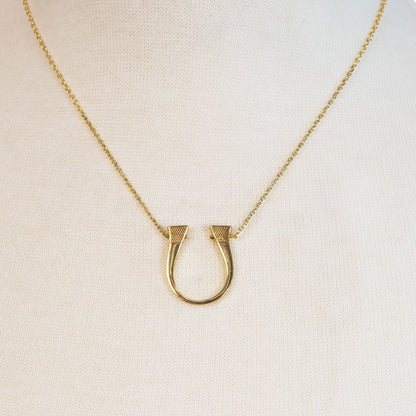Urban Equestrian  Lucky Nail - Horseshoe Nail Equestrian Necklace in Gold
