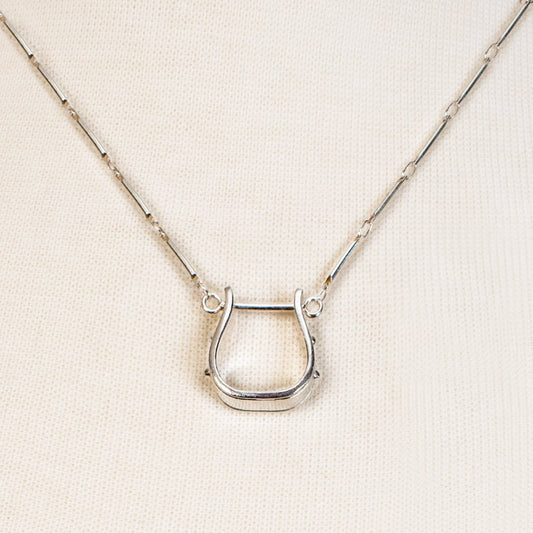 Urban Equestrian  Mesa - Western Horse Stirrup Necklace in Silver