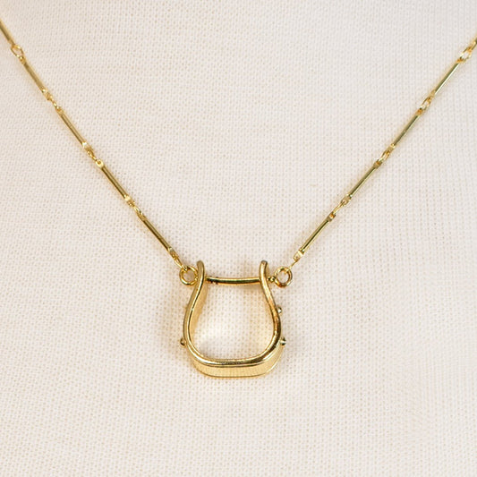 Urban Equestrian  Mesa - Western Horse Stirrup Necklace in Gold