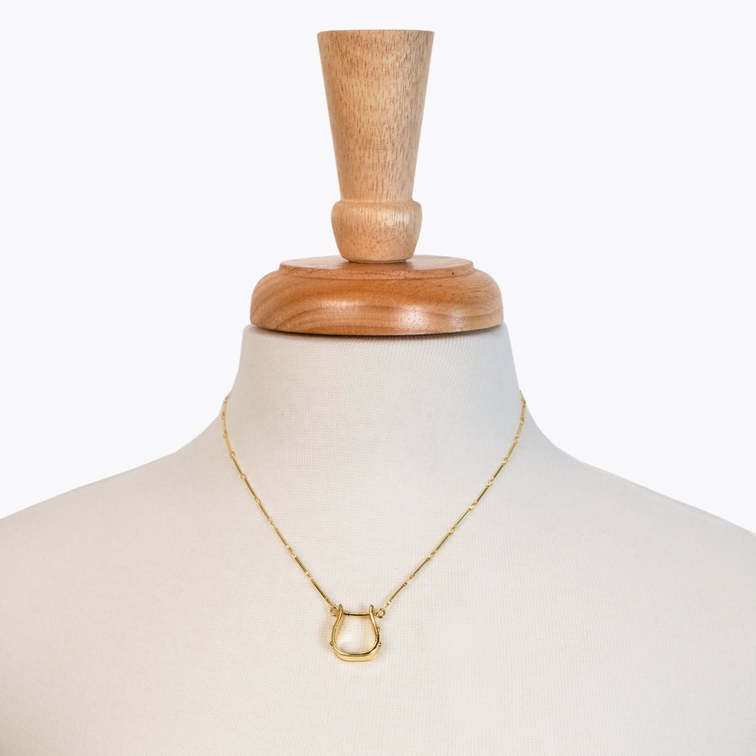 Urban Equestrian  Mesa - Western Horse Stirrup Necklace in Gold