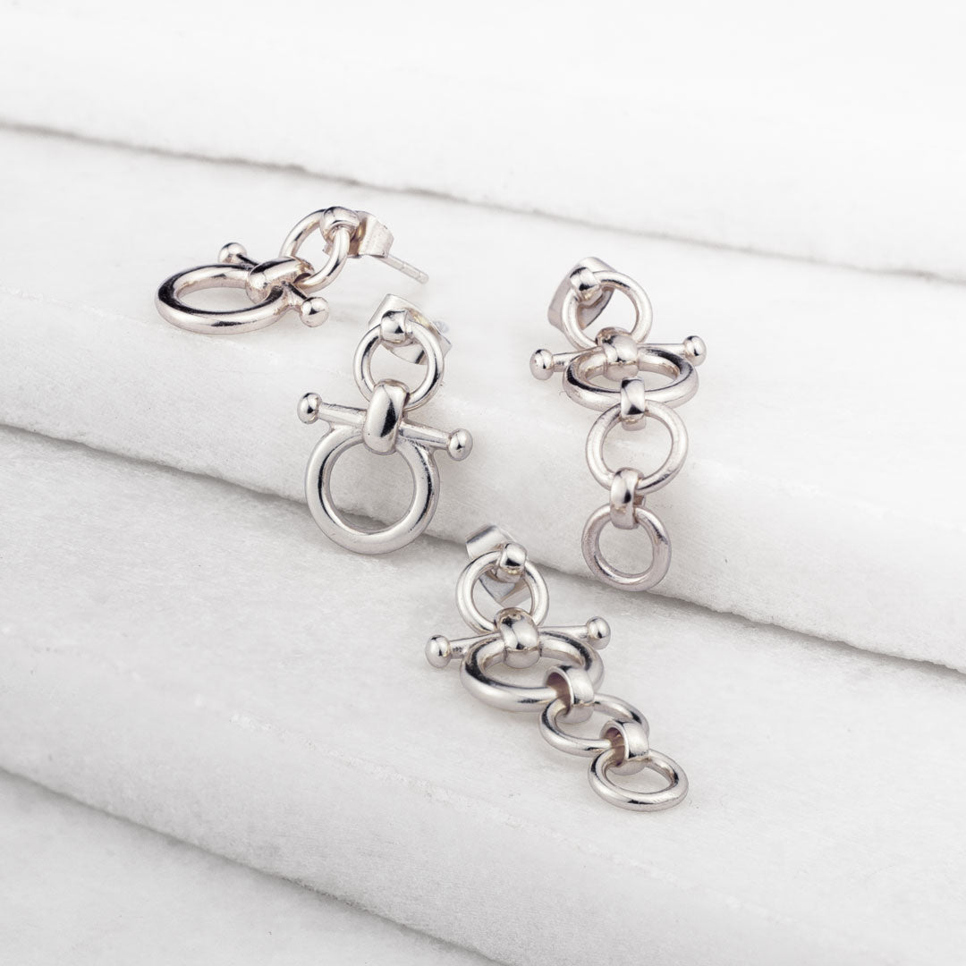 Ocala - Single Horse Bit Equestrian Earring in Silver