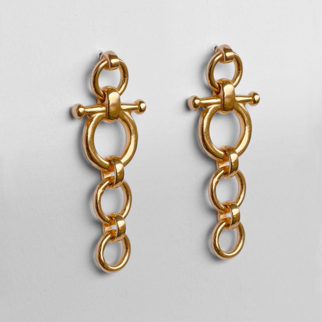 Urban Equestrian  Ocala - Triple Horse Bit Equestrian Earring in Gold