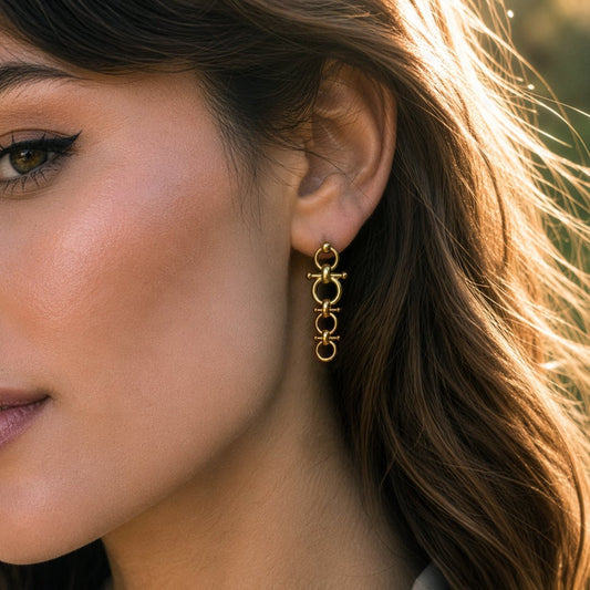 Urban Equestrian  Ocala - Triple Horse Bit Equestrian Earring in Gold