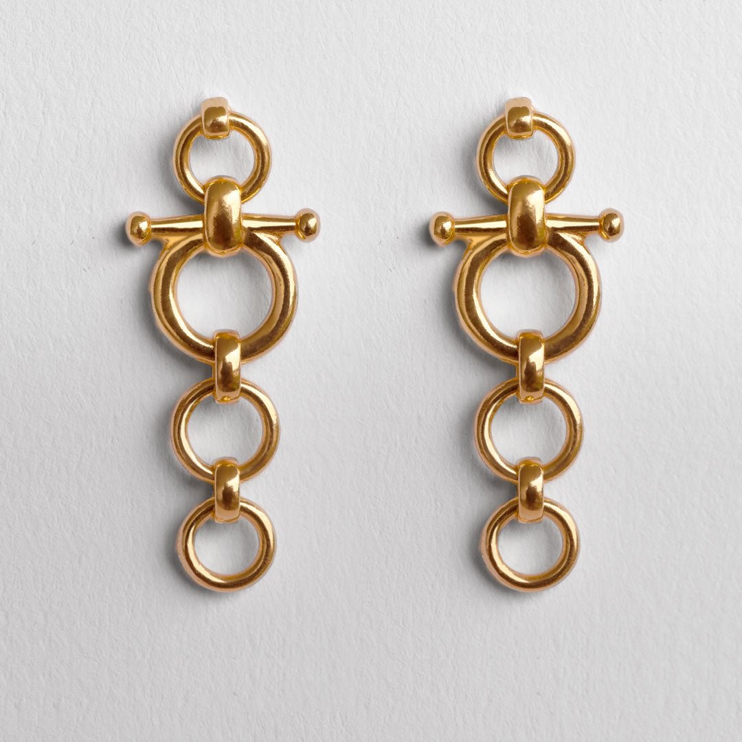 Urban Equestrian  Ocala - Triple Horse Bit Equestrian Earring in Gold