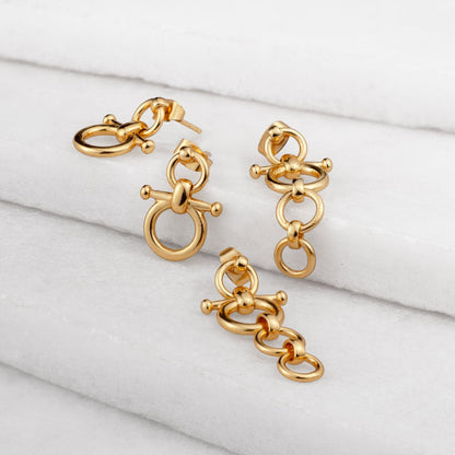 Urban Equestrian  Ocala - Triple Horse Bit Equestrian Earring in Gold