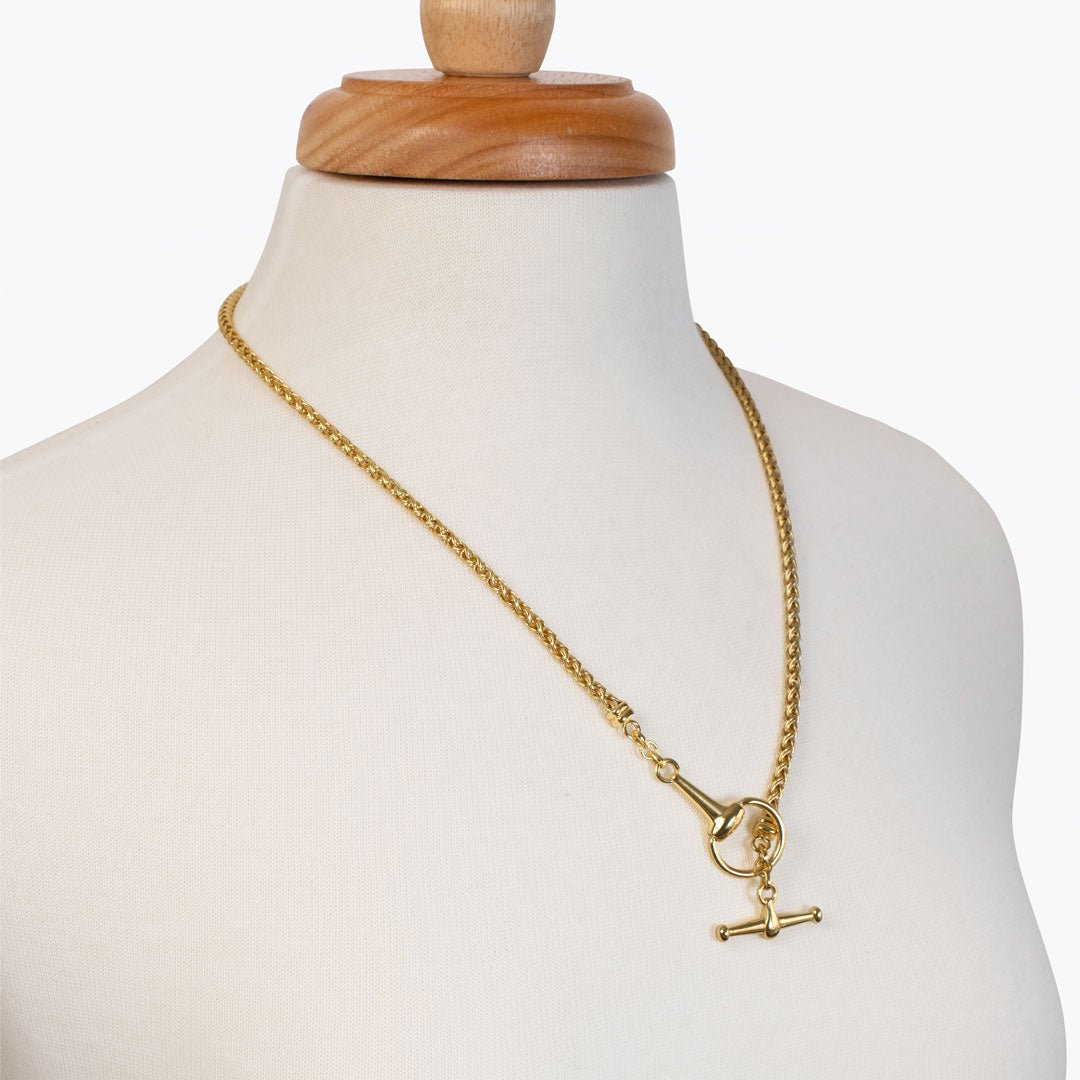 Urban Equestrian  Odeza - Horse Bit Toggle Equestrian Necklace in Gold