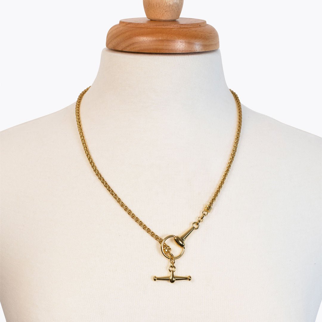 Urban Equestrian  Odeza - Horse Bit Toggle Equestrian Necklace in Gold