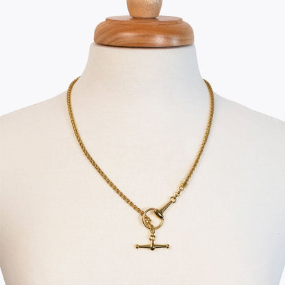 Urban Equestrian  Odeza - Horse Bit Toggle Equestrian Necklace in Gold