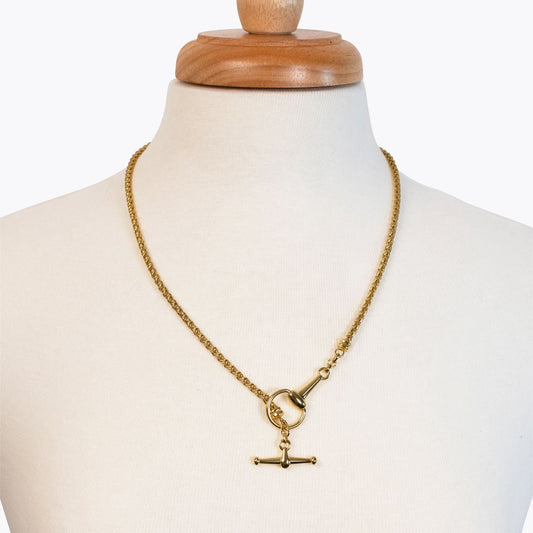 Urban Equestrian  Odeza - Horse Bit Toggle Equestrian Necklace in Gold