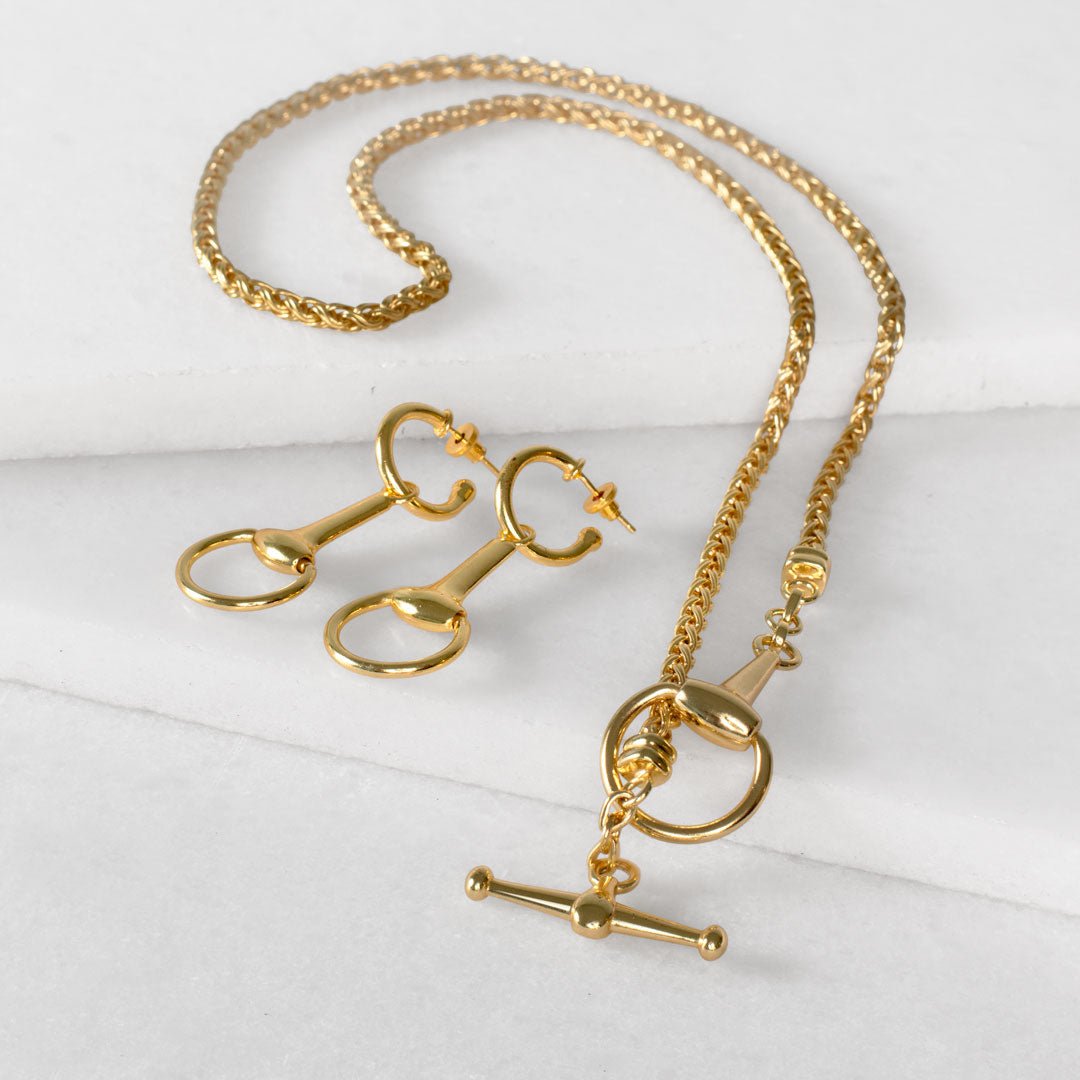Urban Equestrian  Odeza - Horse Bit Toggle Equestrian Necklace in Gold