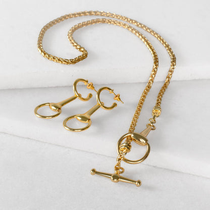 Urban Equestrian  Odeza - Horse Bit Toggle Equestrian Necklace in Gold