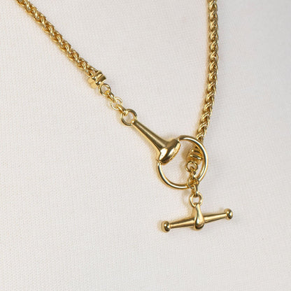 Urban Equestrian  Odeza - Horse Bit Toggle Equestrian Necklace in Gold