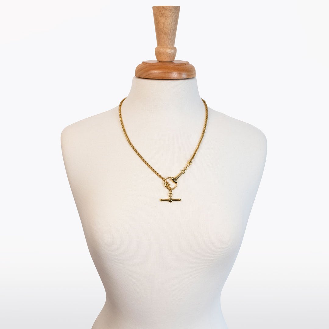 Urban Equestrian  Odeza - Horse Bit Toggle Equestrian Necklace in Gold