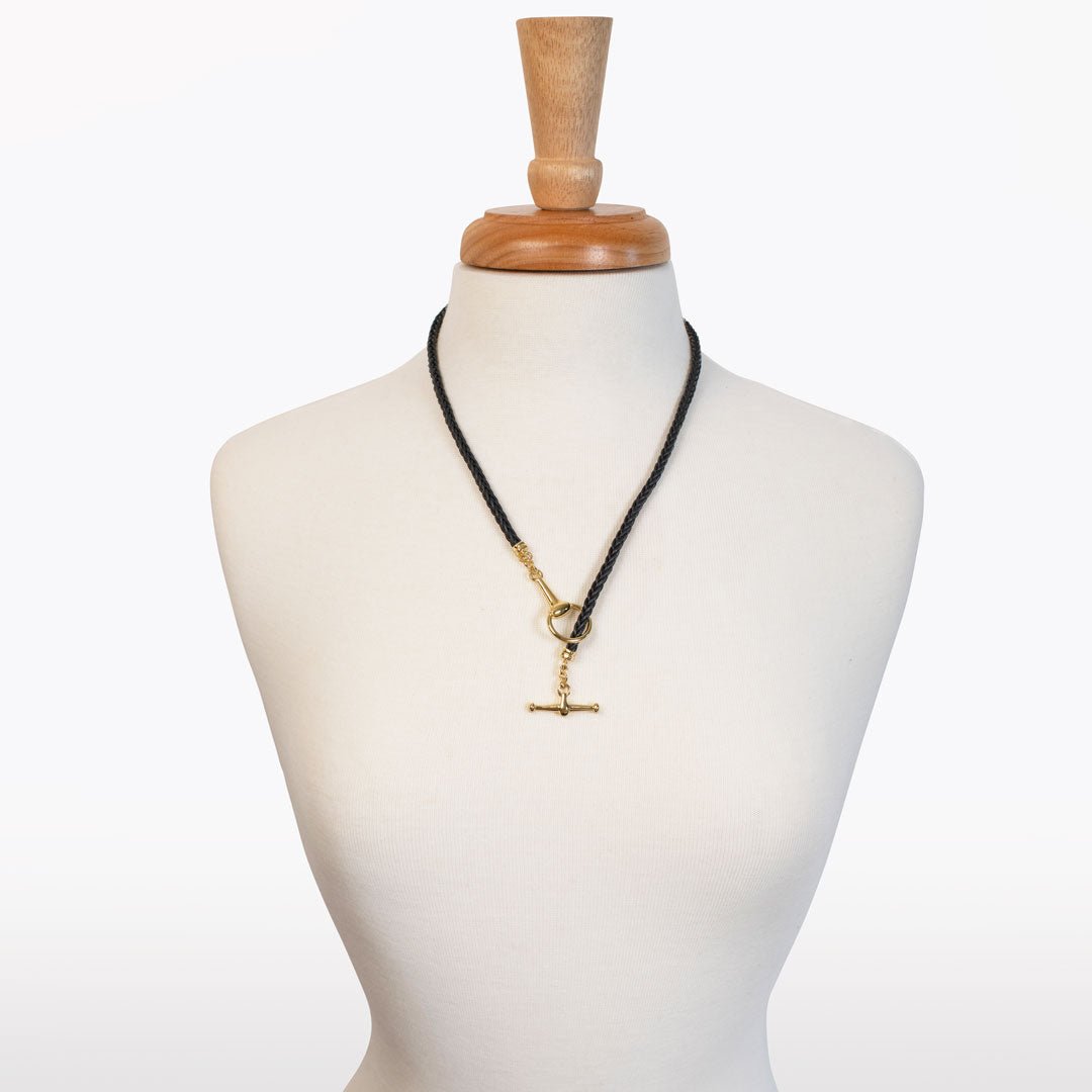 Urban Equestrian  Odeza - Horse Bit Toggle Equestrian Necklace Black and Gold