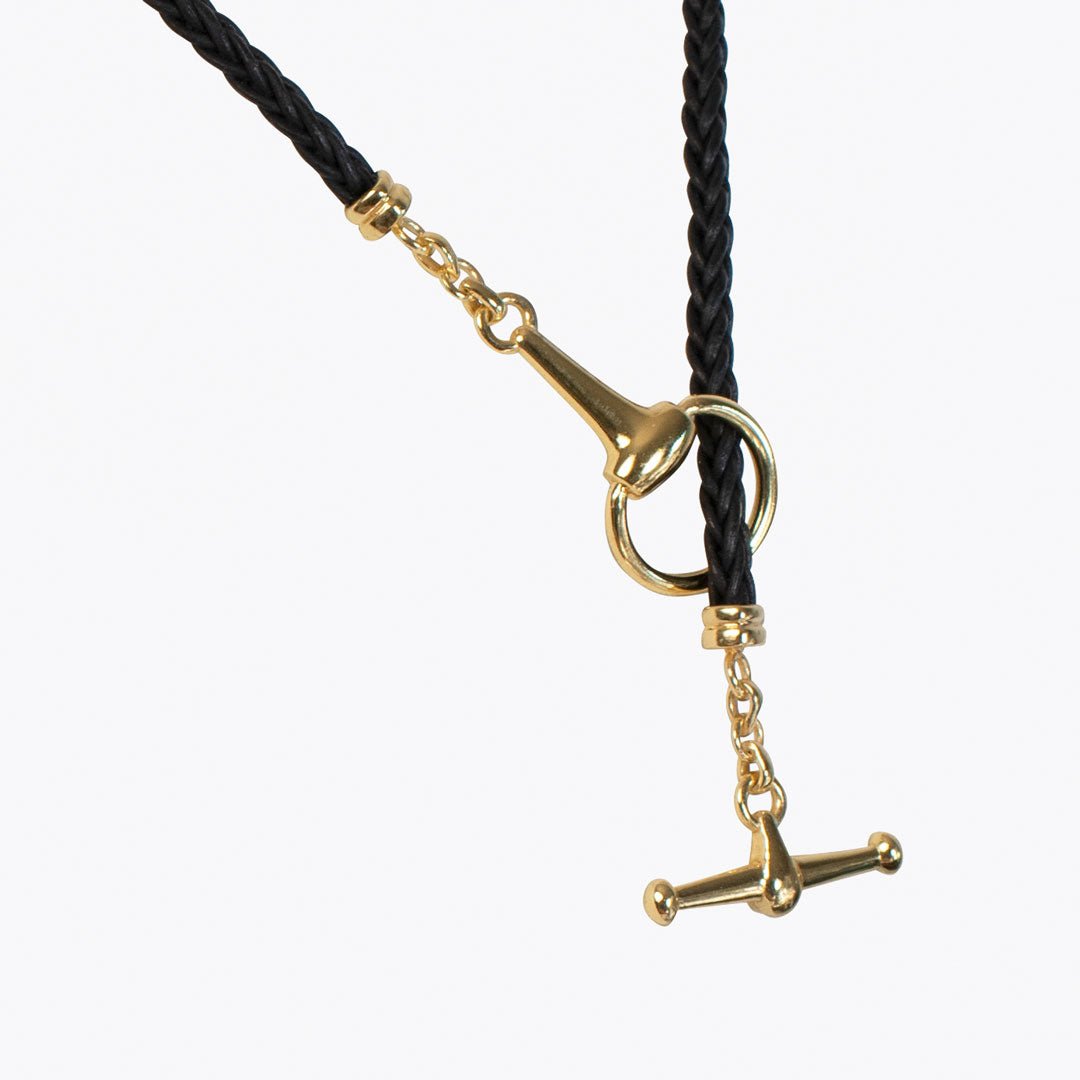 Urban Equestrian  Odeza - Horse Bit Toggle Equestrian Necklace Black and Gold