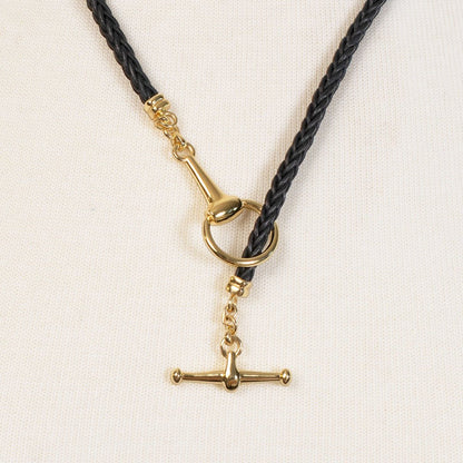 Urban Equestrian  Odeza - Horse Bit Toggle Equestrian Necklace Black and Gold