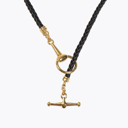 Urban Equestrian  Odeza - Horse Bit Toggle Equestrian Necklace Black and Gold