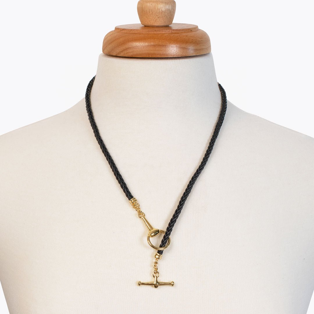 Urban Equestrian  Odeza - Horse Bit Toggle Equestrian Necklace Black and Gold