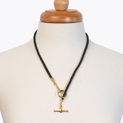Urban Equestrian  Odeza - Horse Bit Toggle Equestrian Necklace Black and Gold