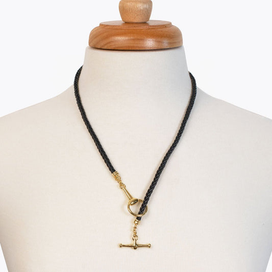 Urban Equestrian  Odeza - Horse Bit Toggle Equestrian Necklace Black and Gold