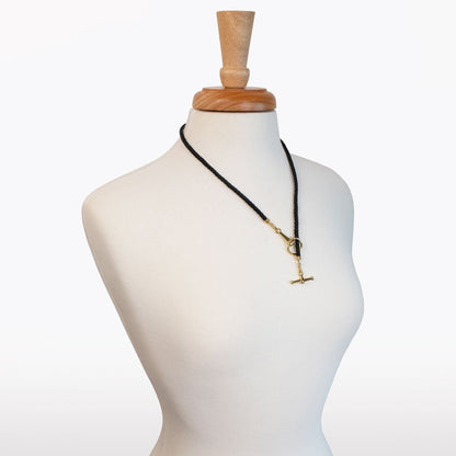Urban Equestrian  Odeza - Horse Bit Toggle Equestrian Necklace Black and Gold
