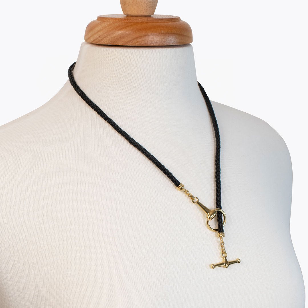 Urban Equestrian  Odeza - Horse Bit Toggle Equestrian Necklace Black and Gold
